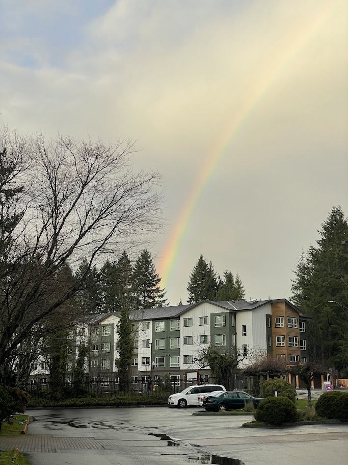 rainbow over the landing